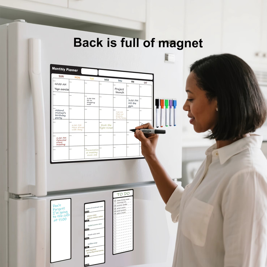 Magnetischer Monatskalender für den Kühlschrank mit 6 extra feinen Markern, 2er-Set, Farbe: Weiß - Bild 3