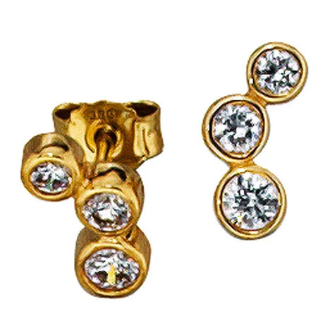 Colfem Ohrstecker 333 Gelbgold, 6 Zirkonia, Unisex - Bild 1
