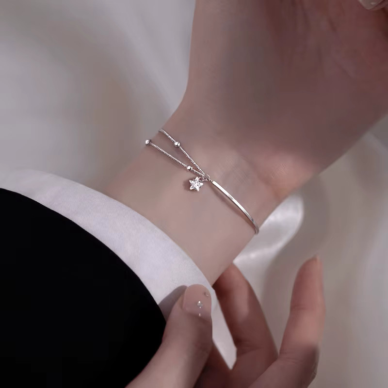 FANGSU Armband, 925 Silber, Stern-Doppelschicht, Damen - Bild 4