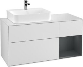 V&B Finion Waschtischunterschrank mit LED-Beleuchtung und Regalelement, Weiß lackiert, Breite: 120 cm - Bild 1