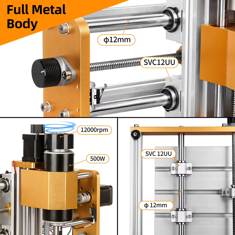 LUNYEE CNC 3018 PRO Router Graviermaschine 3-Achsen Graviergerät in Gold für DIY Holzbearbeitung B/T/H: 42,2 x 35,0 x 41,4 cm - Bild 3
