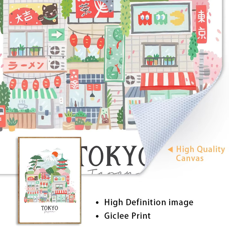 Potdemiel Wandkunst Leinwanddruck Modern City Illustration Multicolour Rechteckig - Bild 2