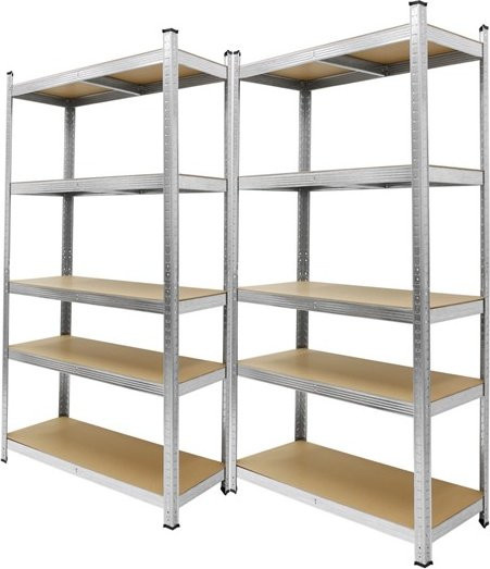 ECD Germany 2er Set Werkstattregal aus Metall und MDF in Silber, verstellbare Regalböden, H x B x T: 200 x 100 x 50 cm - Bild 1
