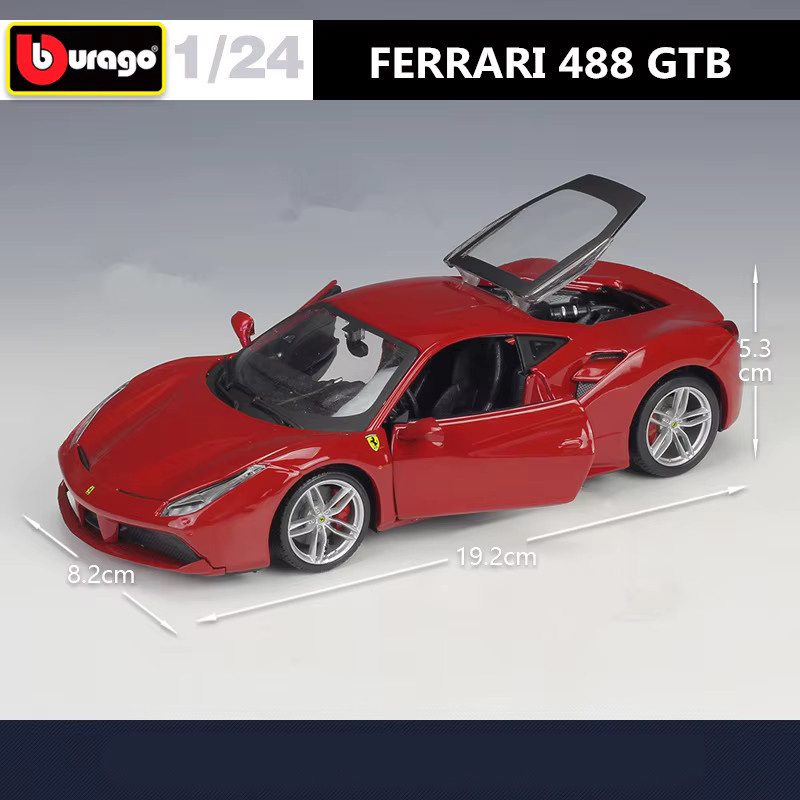 Bburago Ferrari 488 GTB, Sportwagen Modell, 1:24, Metall, Rot - Bild 4