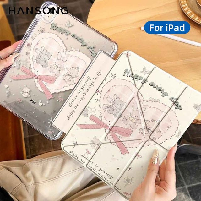 Hansong Schutzhülle für iPad Air 11 M4, iPad Pro 11 und iPad 10. Generation mit Stifthalter in Pink - Bild 1