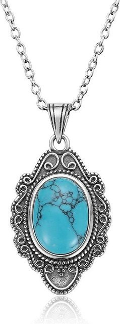 Wucifang Jewelry Halskette 925 Silber, Türkis Anhänger, Damen, 45cm, grau - Bild 1