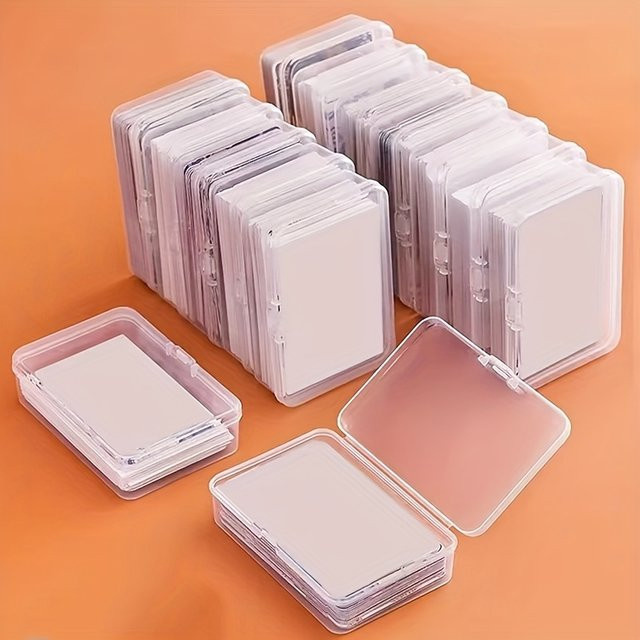 12 Stück transparente Spielkarten-Aufbewahrungsboxen aus Kunststoff mit Deckel, stapelbare Mini-Organizer für Visitenkarten und Schreibtischzubehör - Bild 1
