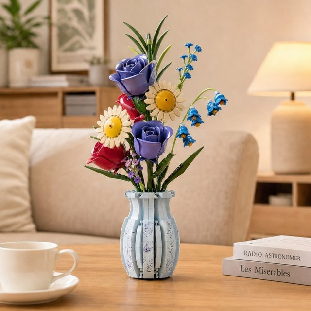 FUNXINEE Blumenstrauß-Bausteine, 787 Teile, mit Vase - Bild 1