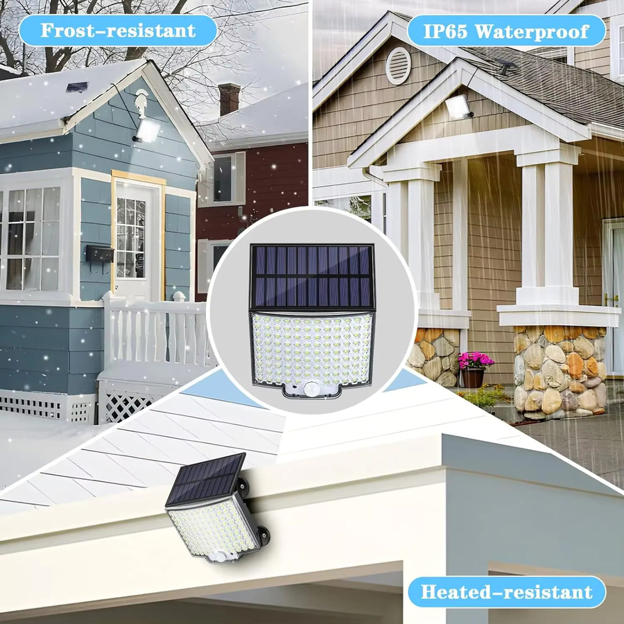 KDULIT LED Solar Außenstrahler mit Bewegungsmelder und separatem Solarpanel, Wasserdichtes Solar Flutlicht in Schwarz für Garten und Garage, 3 Modi, Kaltweiß - Bild 3