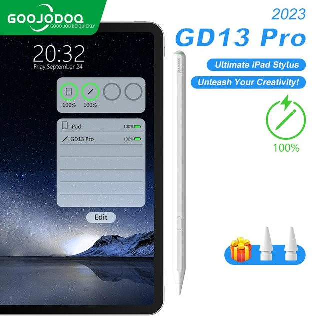 GOOJODOQ Kabelloser Stylus mit Handflächenerkennung für iPad Mini 6, iPad Air 5, 4 und iPad Pro 11 & 12.9 Zoll in Weiß - Bild 1