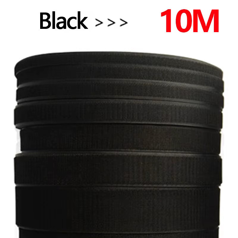 10 Meter Klettverschlussband zum Nähen, wiederverwendbare Nylon-Verschlussbänder in Schwarz, Breite: 20 mm, 25 mm, 30 mm oder 50 mm - Bild 2