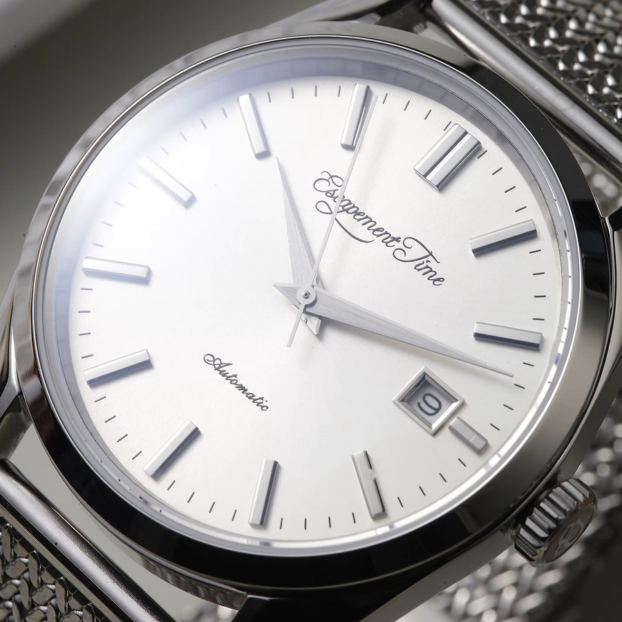 Armbanduhr Automatik, Edelstahl, Silber, Milanaise, Herren - Bild 5