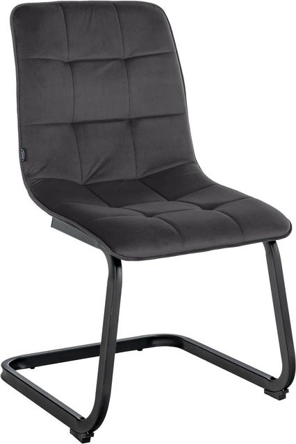 DELUKE Esszimmerstuhl LIHAR in Schwarz mit Samtbezug und Metallgestell, B/T/H: 47 x 58 x 87 cm - Bild 1