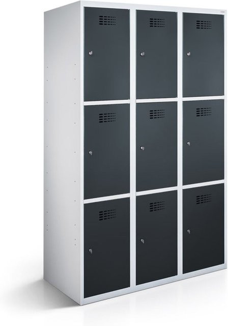 rotstahl Fächerschrank mit 9 Fächern in Anthrazit und lichtgrauem Korpus, B/T/H: 120 x 50 x 180 cm - Bild 1