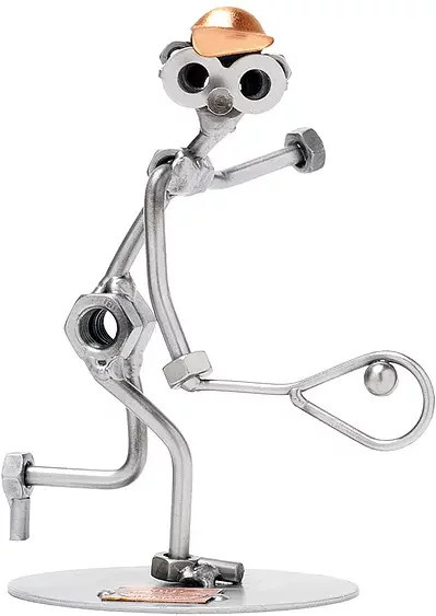Hinz und Kunst Schraubenmännchen Tennisspieler aus Metall in Silber - Bild 1