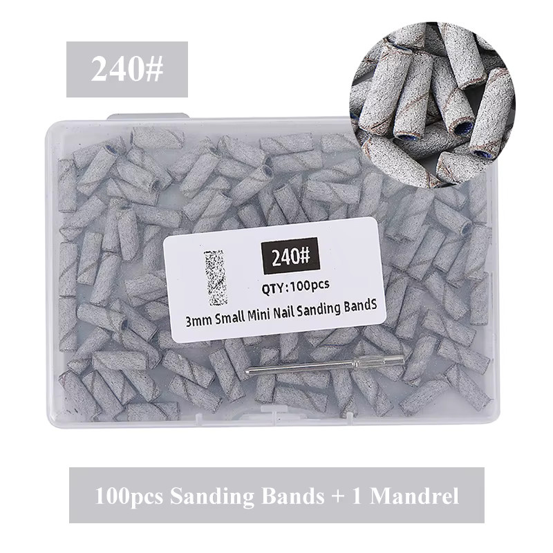 TFSCLOIN Mini Zebra Nagel Schleif Bands Kit, 3mm, 100/80 Stück - Bild 2