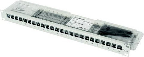 Telegärtner Modulträger CAT 6a bestückt, 19 Zoll, 1 HE, Grau - Bild 1