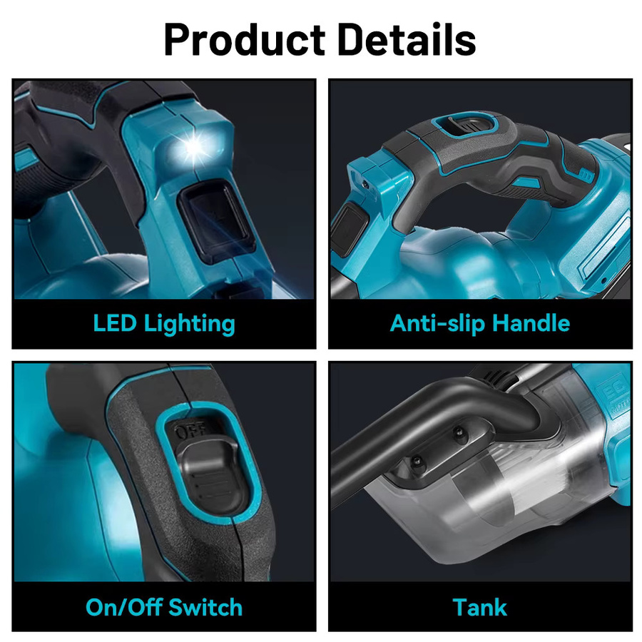 YEARTOP Akku Handstaubsauger Cordless Tragbarer Elektrischer Handheld Staubsauger für Makita 18V Akku in Blau - Bild 6
