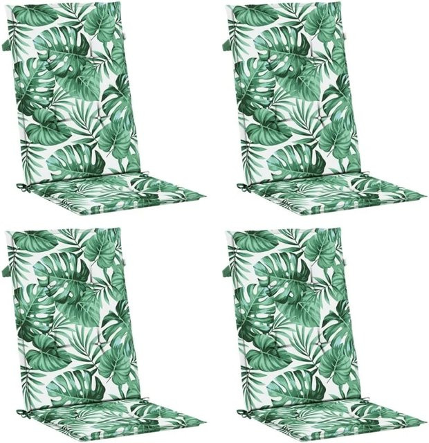 Set mit 4 vidaXL Hochlehner-Auflagen aus wasserabweisendem Polyester mit Blattmuster - Bild 1