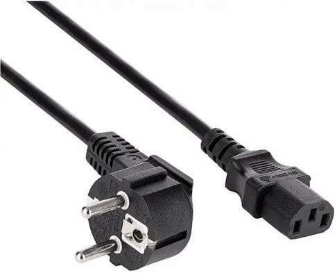 Akyga Strom Anschlusskabel mit Schutzkontakt-Stecker und Kaltgeräte-Buchse C13, Länge: 1,5 m, Schwarz - Bild 1