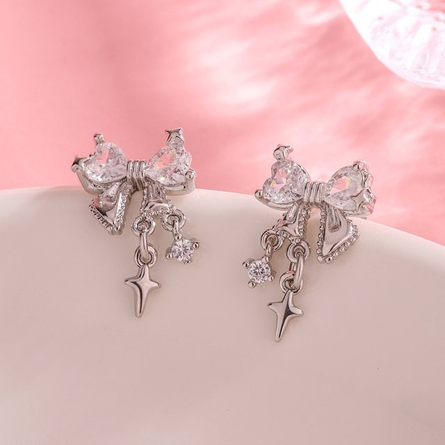 GaGa-Duck Schleifenohrringe, 925 Silber, Zirkonia, Damen - Bild 1