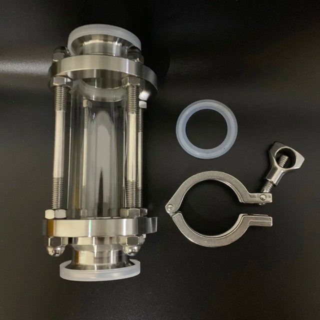 Gerades Edelstahl-Schauglas für Rohrleitungen in Silber, Außendurchmesser: 64 mm - Bild 1