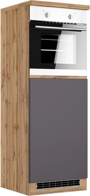 Held Möbel Küchen-Umbauschrank Turin für Küchen-Ofen in Graphit und Wotaneiche, Breite: 60 cm, Höhe: 166 cm - Bild 1