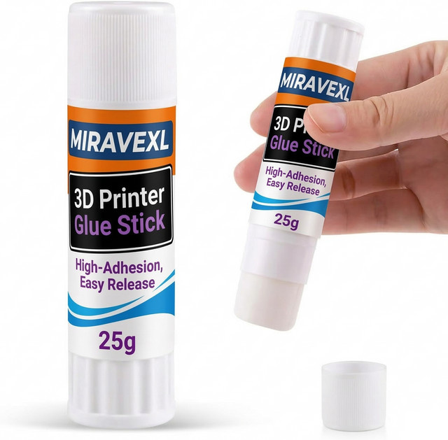 MIRAVEXL 3D-Drucker Klebestift in Weiß für PLA ABS PETG TPU zur Vermeidung von Verformungen - Bild 1