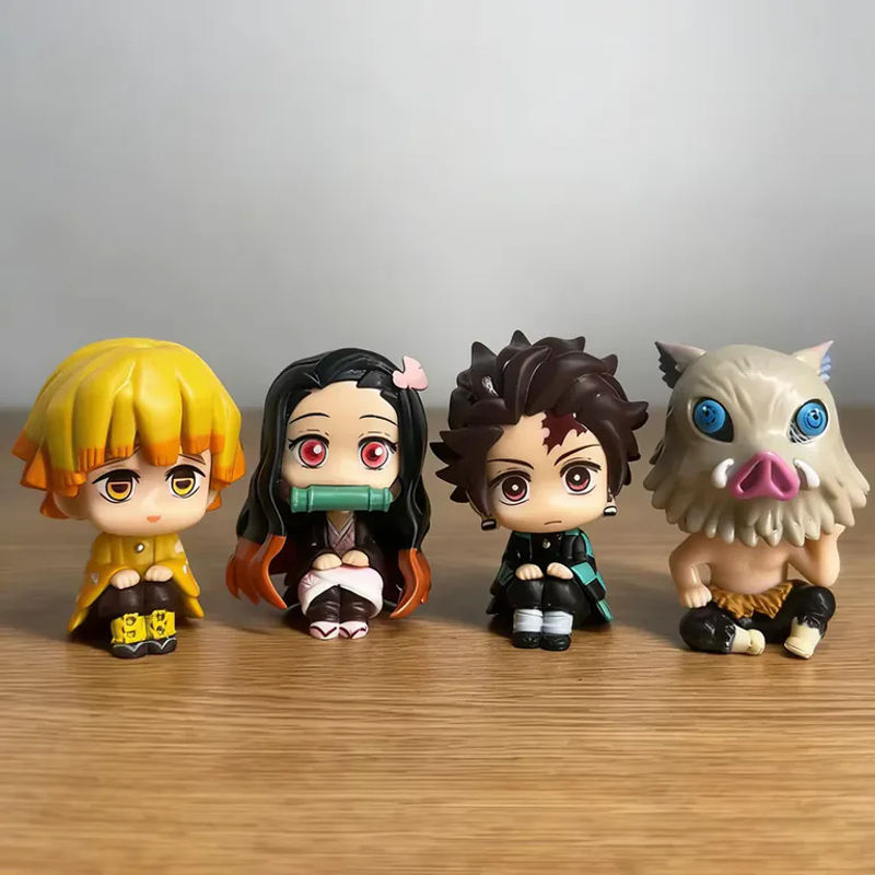 Bandai Demon Slayer Anime Figuren Kimetsu no Yaiba Q-Version Tanjiro Inosuke Zenitsu PVC Modellpuppen mehrfarbig - Bild 3