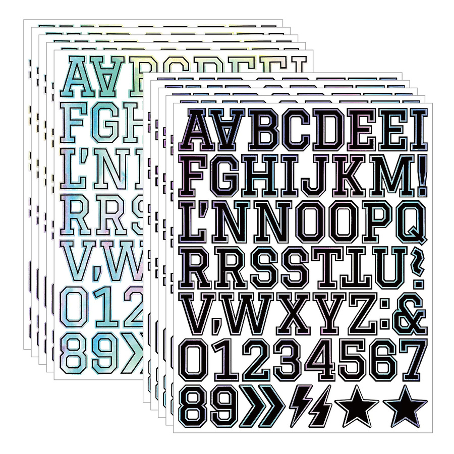285 Stück Laser-Buchstabenaufkleber aus Vinyl im Varsity-Stil mit Zahlen und Buchstaben, Farbe: Schwarz, Größe: 1,5 Zoll - Bild 3