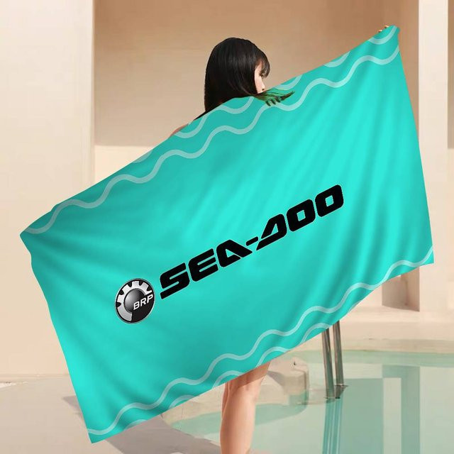 S-Sea D-Doo Seadoo Mikrofaserdecke aus Baumwolle, schnelltrocknendes Strandtuch in Türkis, B/H: 50 x 100 cm - Bild 1
