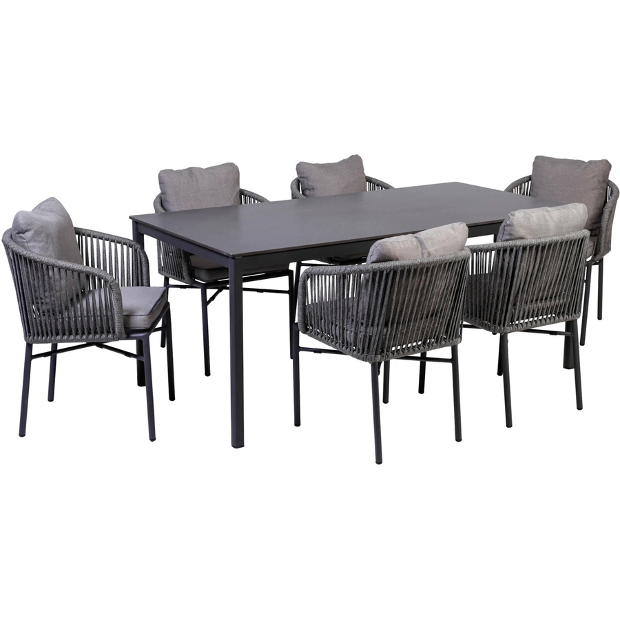 Greemotion Esstisch-Set Calgary 7-teilig in Anthrazit aus Edelstahl und Aluminium - Bild 2