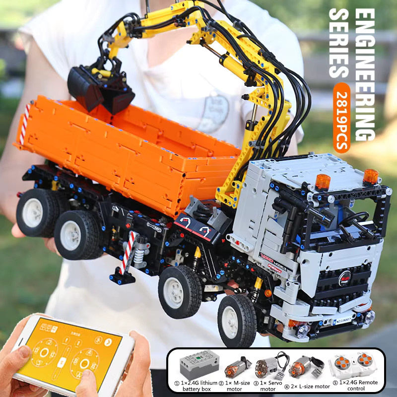 Mould King 19007 Technisches Auto, Arocs Truck Modellbausatz, APP & RC-gesteuert, motorisiert, pneumatisch - Bild 3