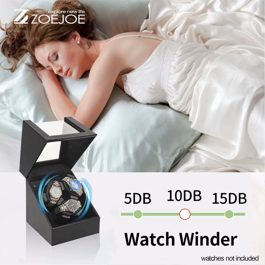 ZOEJOE Automatischer Uhrenbeweger, 3-Slot, PU-Leder, Schwarz, Unisex - Bild 3