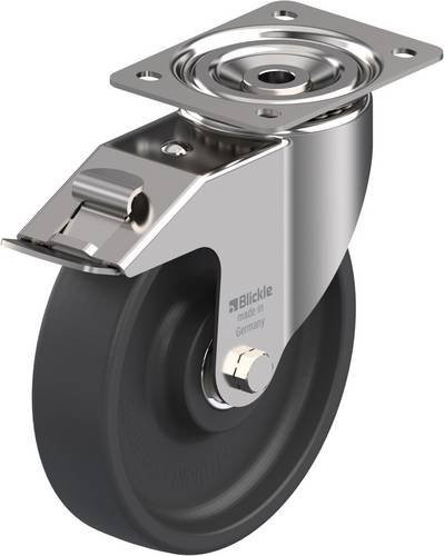 Blickle LIX-POHI 200HXK-FI Lenkrolle mit Feststeller aus Edelstahl in Silber und Grau, Rad-Durchmesser: 200 mm, Tragfähigkeit: 350 kg - Bild 1