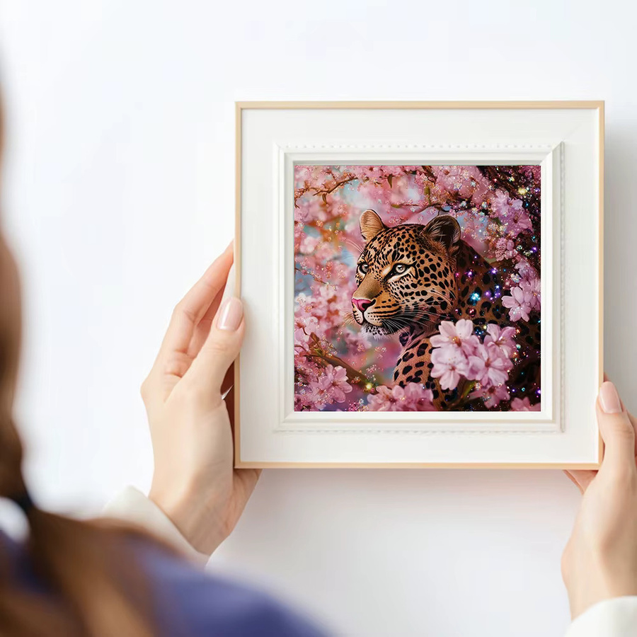 Huacan DIY Diamantmalerei Set Leopard und Blumen mit runden Strasssteinen in Multicolour, B/H: 20 x 20 cm - Bild 3