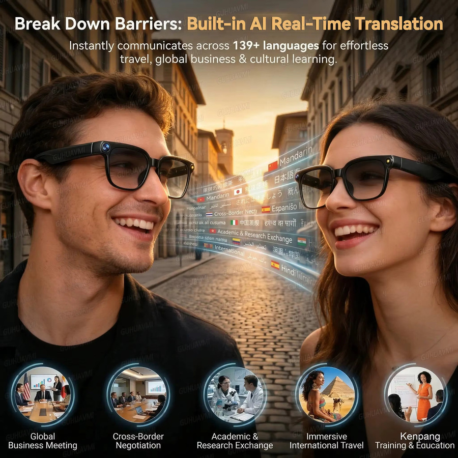 GUHUAVMI KI-Smart-Brille für Herren mit 4K HD Photochromismus, 800W Pixel Kamera, 1080P Video, KI-Chat, Musikplayer und Anruffunktion in Schwarz und Multicolour - Bild 2