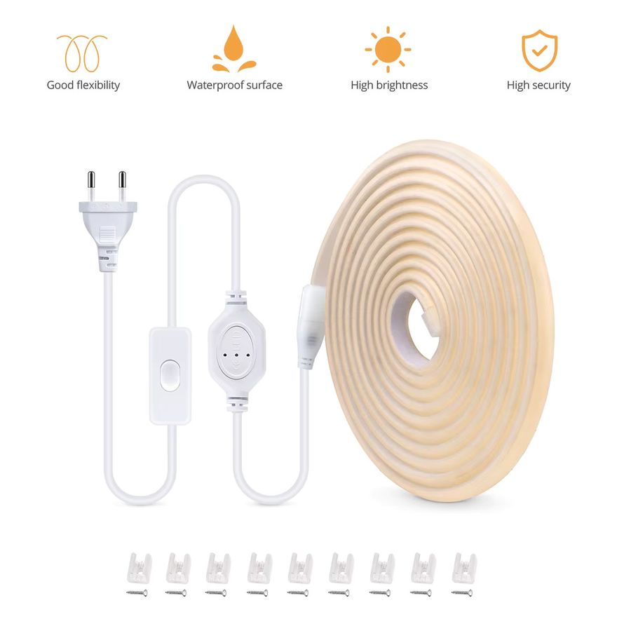 CHNAITEKE COB Silikonschlauch LED-Beleuchtungsschnur für den Außenbereich mit 288 LEDs/m und integrierter LED, wasserdicht - Bild 2