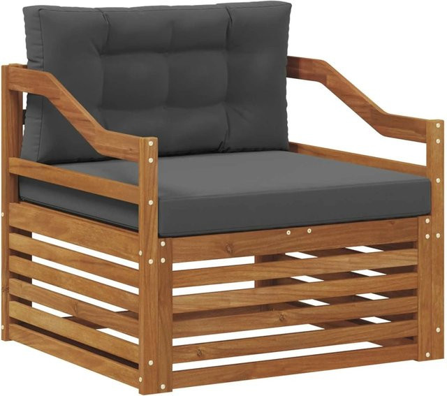 vidaXL Outdoor-Sofagarnitur aus Massivholz Akazie mit Polstern in Anthrazit und Grau - Bild 1