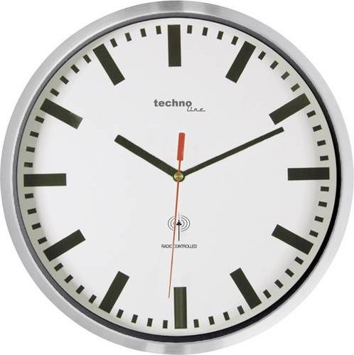 Techno Line WT8990 Funk Wanduhr Silber in klassischem Design mit lautlosem Analog-Uhrwerk - Bild 1