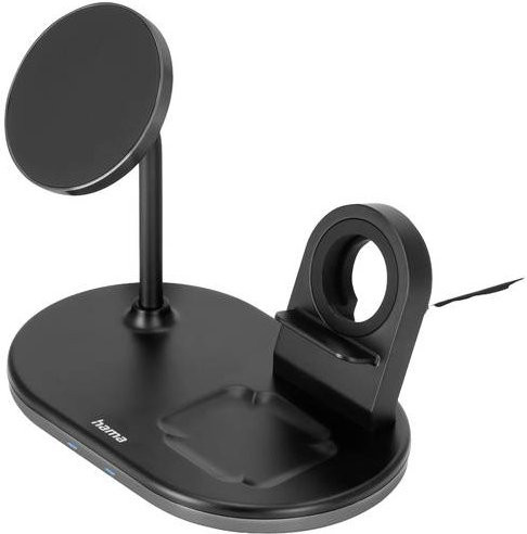 Hama MagCharge Multi 3in1 Kabellose Ladestation für Apple iPhone, AirPods und Watch in Schwarz - Bild 1