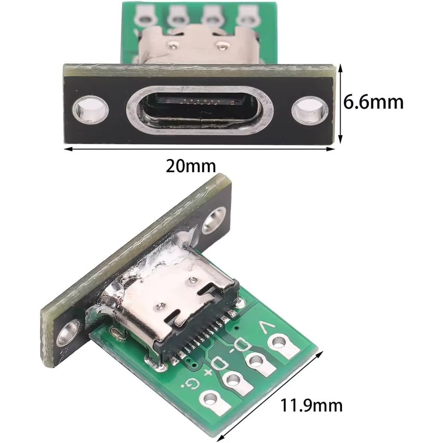 AOKIN 10er Set USB 3.1 Typ C Buchse Konverter Board mit schwarzer Befestigungsplatte - Bild 2