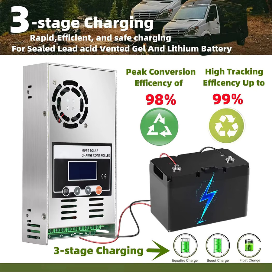 ECGSOLAX MPPT 60A Solar-Laderegler für LiFePO4 Batterien, 12V 24V 36V 48V, Farbe: Silber, Max PV 150V - Bild 4