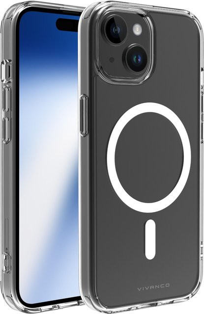 Vivanco Mag Steady Anti Shock Cover für iPhone 15 mit Magnetic Wireless Charging Support, transparent - Bild 1