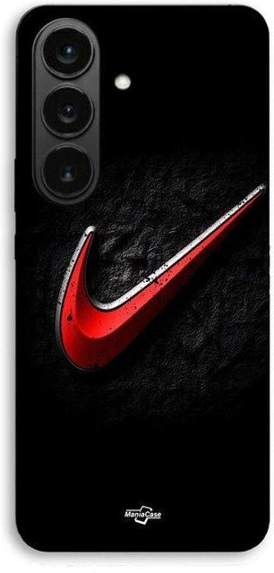 MANIACASE Handyhülle für Samsung Galaxy S26 aus flexiblem TPU-Silikon in Schwarz mit rotem Nike Logo - Bild 1