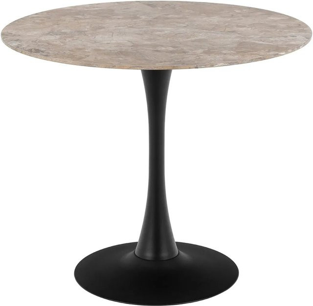 ebuy24 Malta Esstisch rund in Braun mit Marmor-Optik, Durchmesser: 90 cm - Bild 1