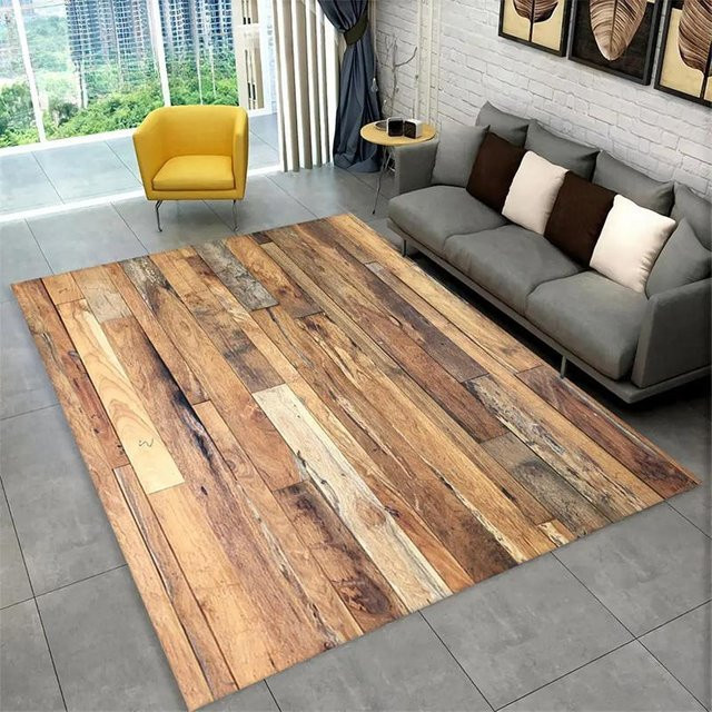 Lodestar Bereichsteppich mit 3D-Holzmaserung in Braun, rutschfest und modern, B/T: 120 x 80 cm - Bild 1