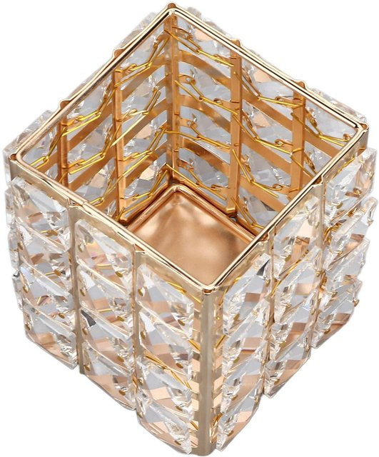 KONNWEI Kristall Schmuckschatulle in Gold, quadratischer Organizer für Ringe und Ohrringe aus Glas und Metall - Bild 1