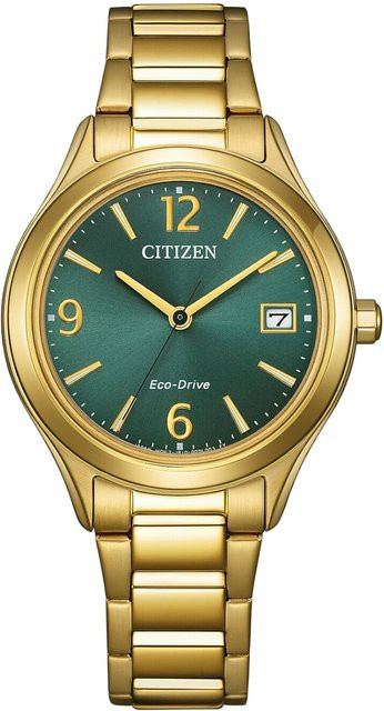 Citizen Armbanduhr Eco-Drive, Edelstahl, Grün, 34 mm, Damen - Bild 1