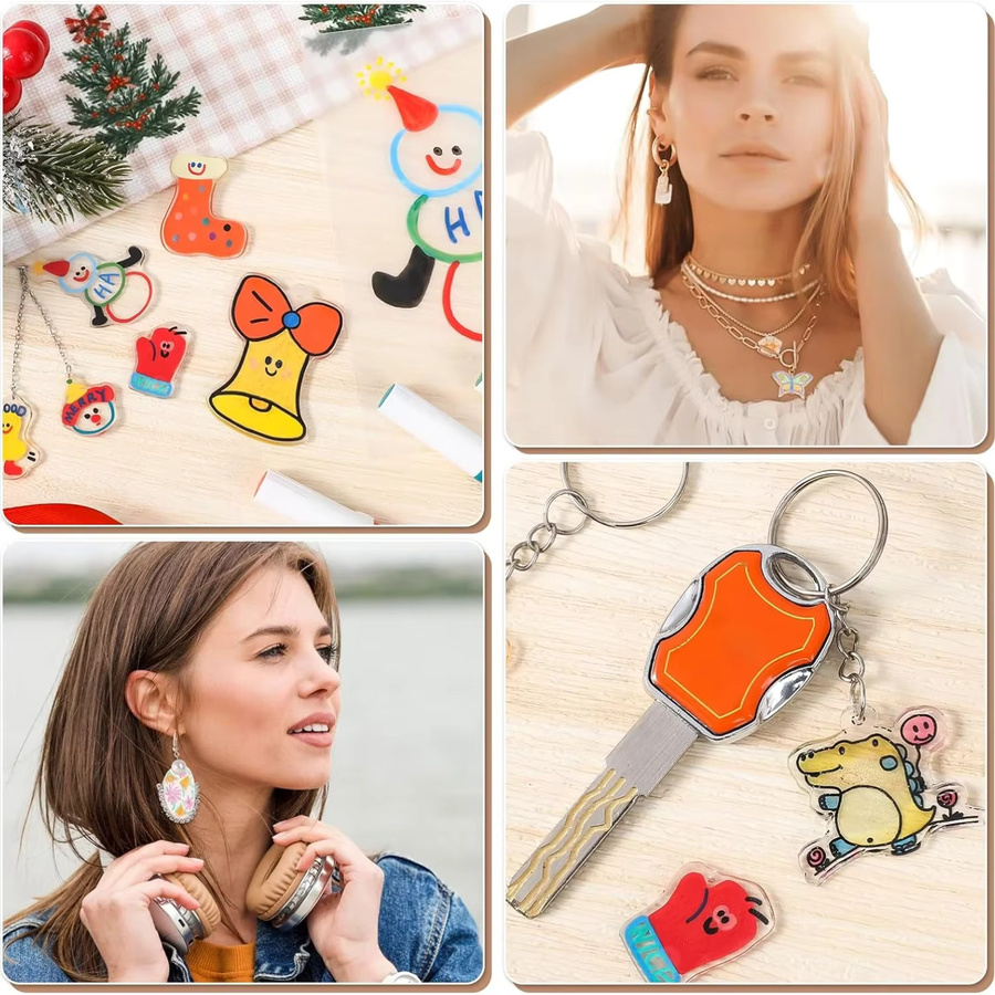 10er-Pack bedruckbare weiße Schrumpfkunstpapier-Bögen in A4 für kreative DIY-Projekte und Schlüsselanhänger - Bild 2